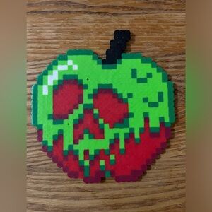 Handmade Snow Whites Poison Apple Perler Bead Art Pixel Art - Coaster or Display